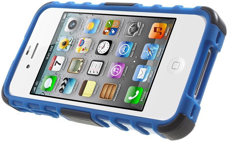 Hybride Apple iPhone 4 / 4S Back Cover Blauw afbeelding 8