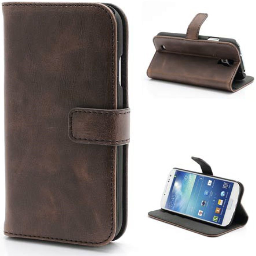 Samsung Galaxy S4 Portemonnee Hoesje Koffie Bruin afbeelding 2