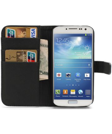 Samsung Galaxy S4 Leren Portemonnee Hoesje Zwart Hoesjes