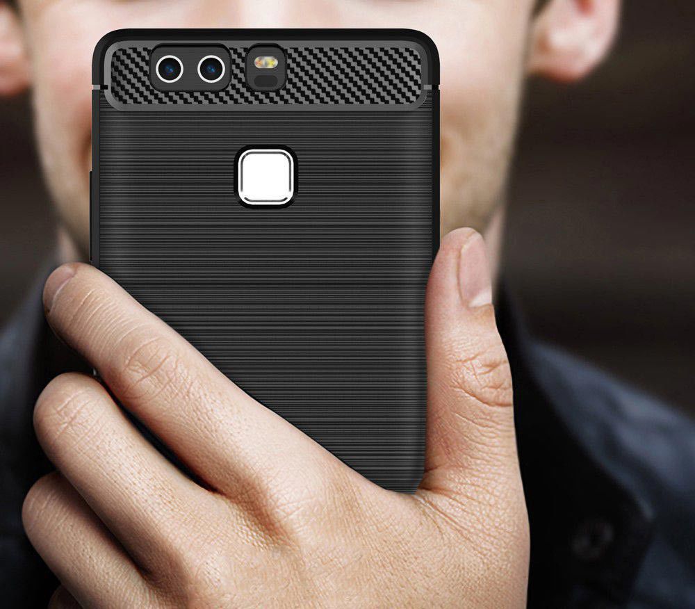 Huawei P9 Geborsteld TPU Hoesje Grijs afbeelding 5