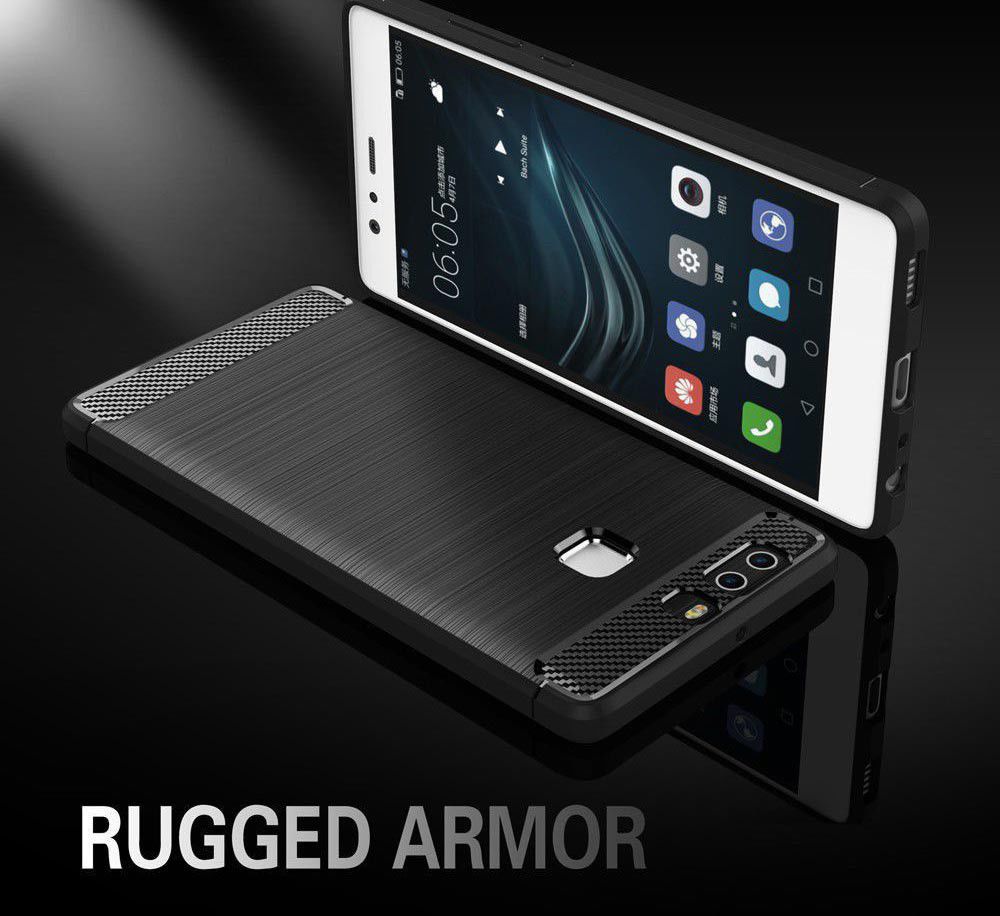Huawei P9 Geborsteld TPU Hoesje Grijs afbeelding 6