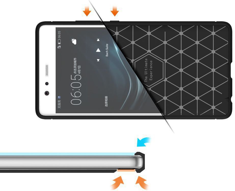 Huawei P9 Geborsteld TPU Hoesje Grijs afbeelding 9