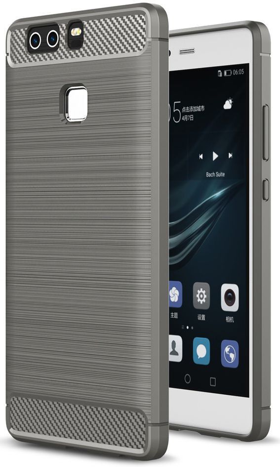 Huawei P9 Geborsteld TPU Hoesje Grijs afbeelding 1