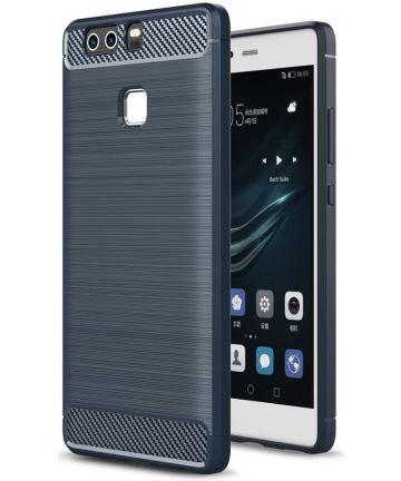 Huawei P9 Geborsteld TPU Hoesje Blauw Hoesjes