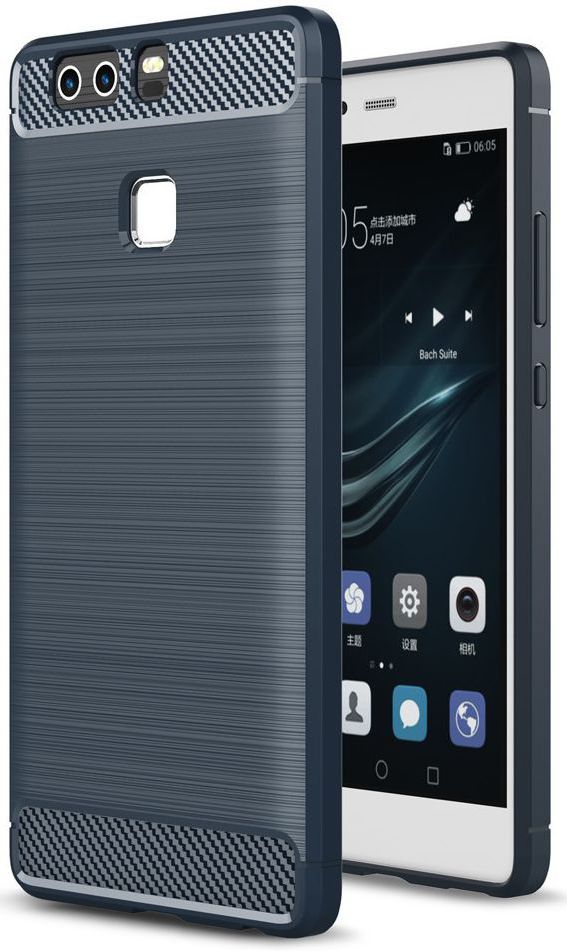 Huawei P9 Geborsteld TPU Hoesje Blauw afbeelding 1