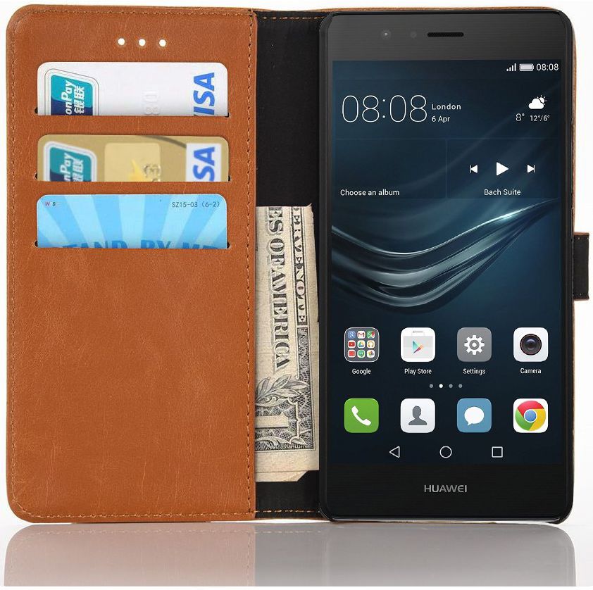 Huawei P9 Lite Portemonnee Hoesje Bruin afbeelding 1