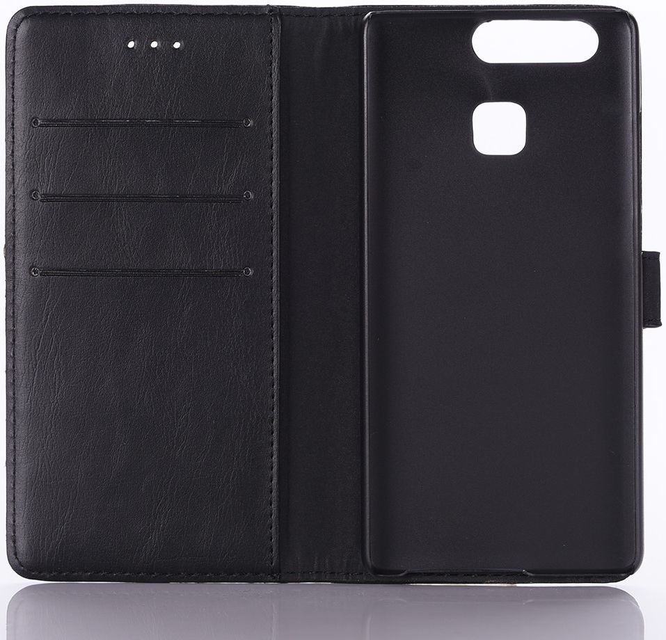 Huawei P9 Retro Style Wallet Flip Case Zwart afbeelding 2