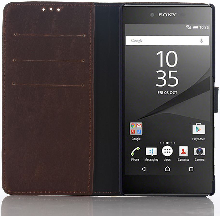 Sony Xperia Z5 Premium Portemonnee Hoesje Donker Bruin afbeelding 1