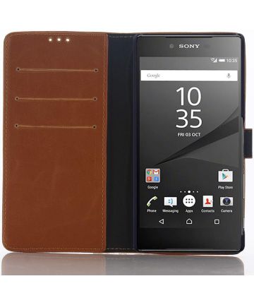 Sony Xperia Z5 Premium Portemonnee Hoesje Bruin Hoesjes