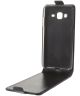 Samsung Galaxy J3 / J3 (2016) Verticale Lederen Flip Case Zwart