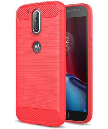 Geborsteld Motorola Moto G4 Hoesje Rood Hoesjes