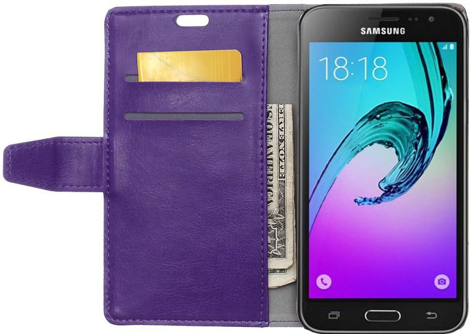 Samsung Galaxy J3 (2016) Portemonnee Hoesje Paars afbeelding 2