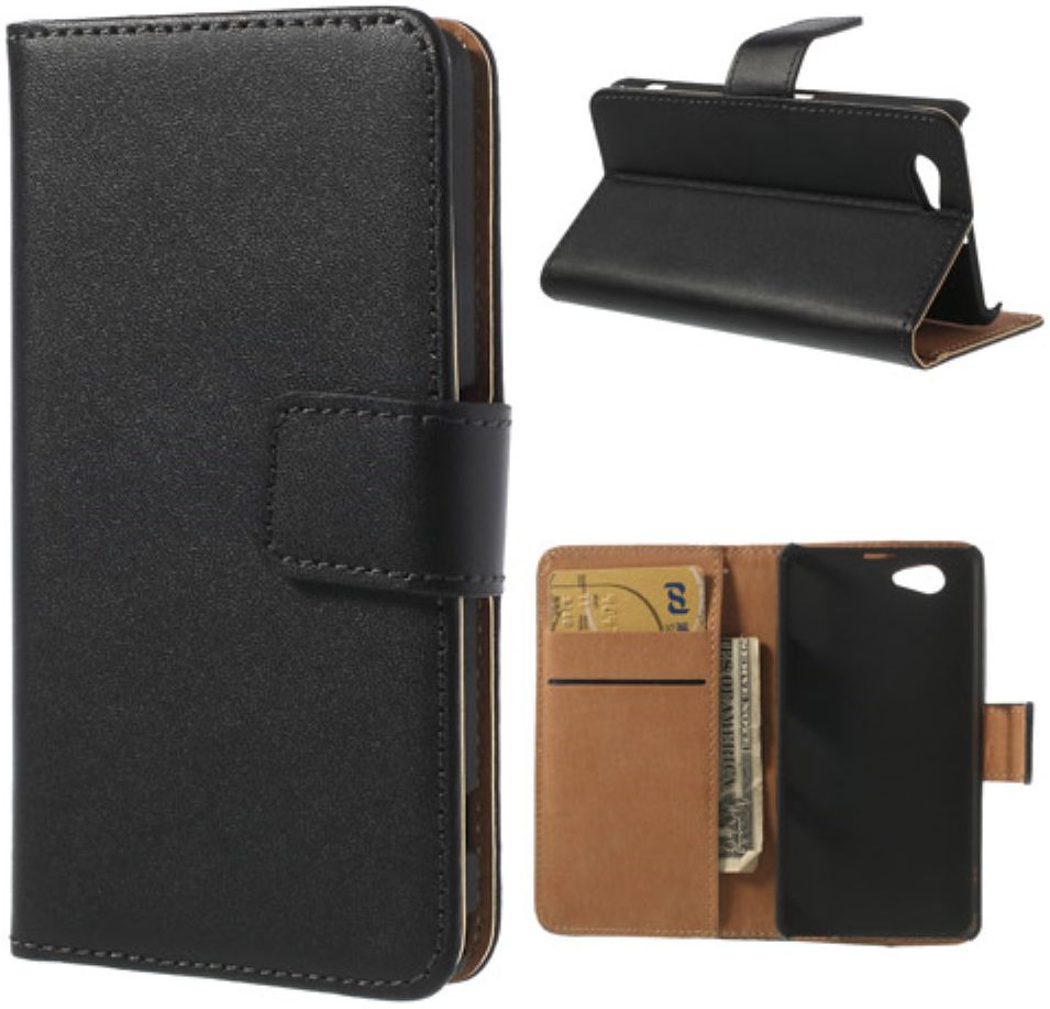 Sony Xperia Z1 Compact Portemonnee Hoesje Zwart afbeelding 2