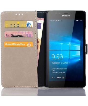 Microsoft Lumia 950 Portemonnee Hoesje Grijs Hoesjes
