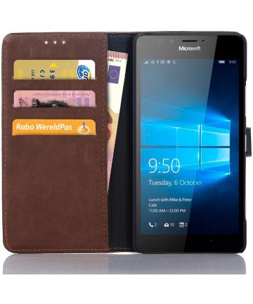 Microsoft Lumia 950 Portemonnee Hoesje brown Hoesjes