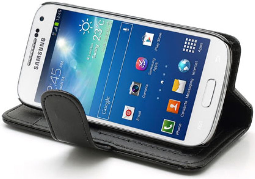 Samsung Galaxy S4 Mini Portemonnee Stand Hoes Zwart afbeelding 2