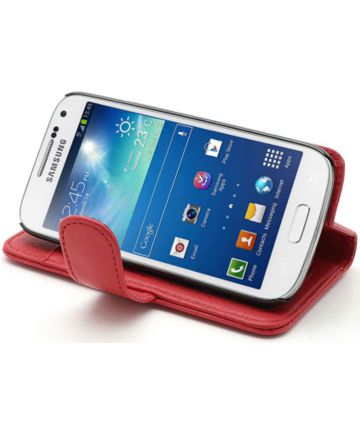 radioactiviteit pit Schaken Samsung Galaxy S4 Mini Portemonnee Stand Hoes Rood | GSMpunt.nl