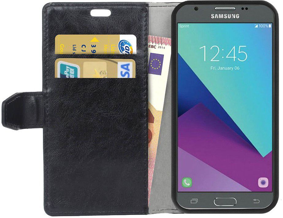 Samsung Galaxy J3 (2017) Portemonnee Hoesje Lychee Zwart afbeelding 1