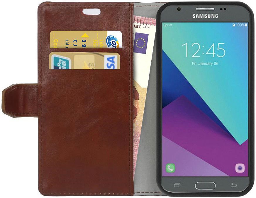Samsung Galaxy J3 (2017) Portemonnee Hoesje Lychee Bruin afbeelding 1