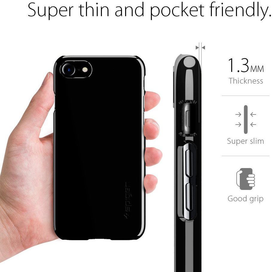 Spigen Thin Fit Case Apple iPhone 7 / 8 Jet Black afbeelding 14