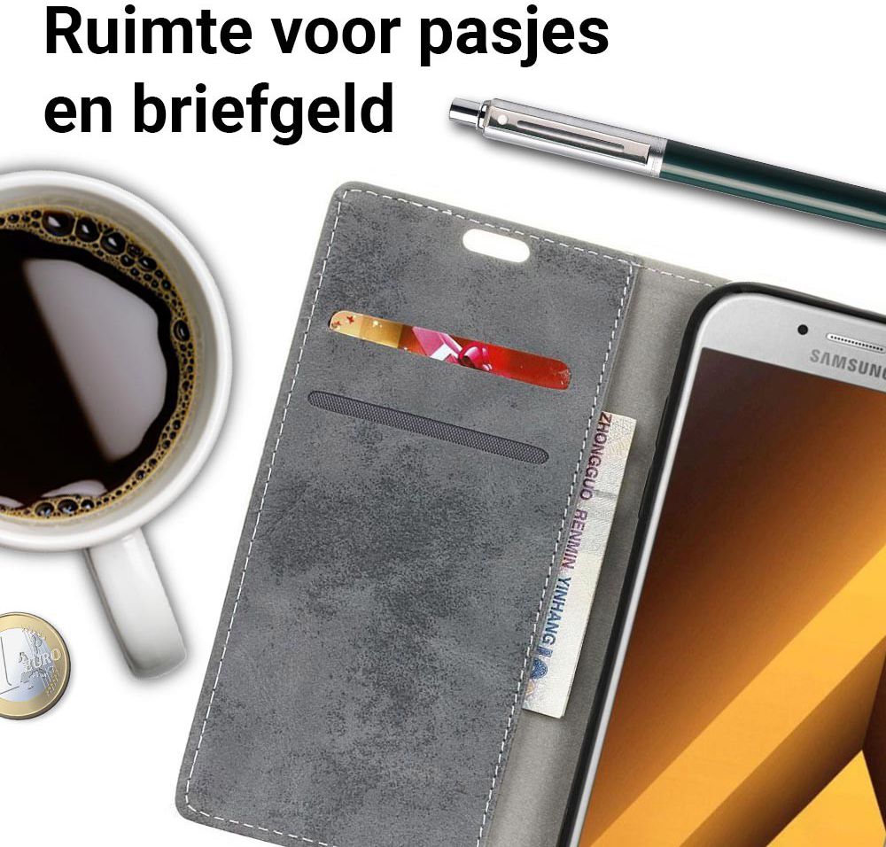 Samsung Galaxy A5 (2017) Retro Portemonnee Hoesje Grijs afbeelding 2