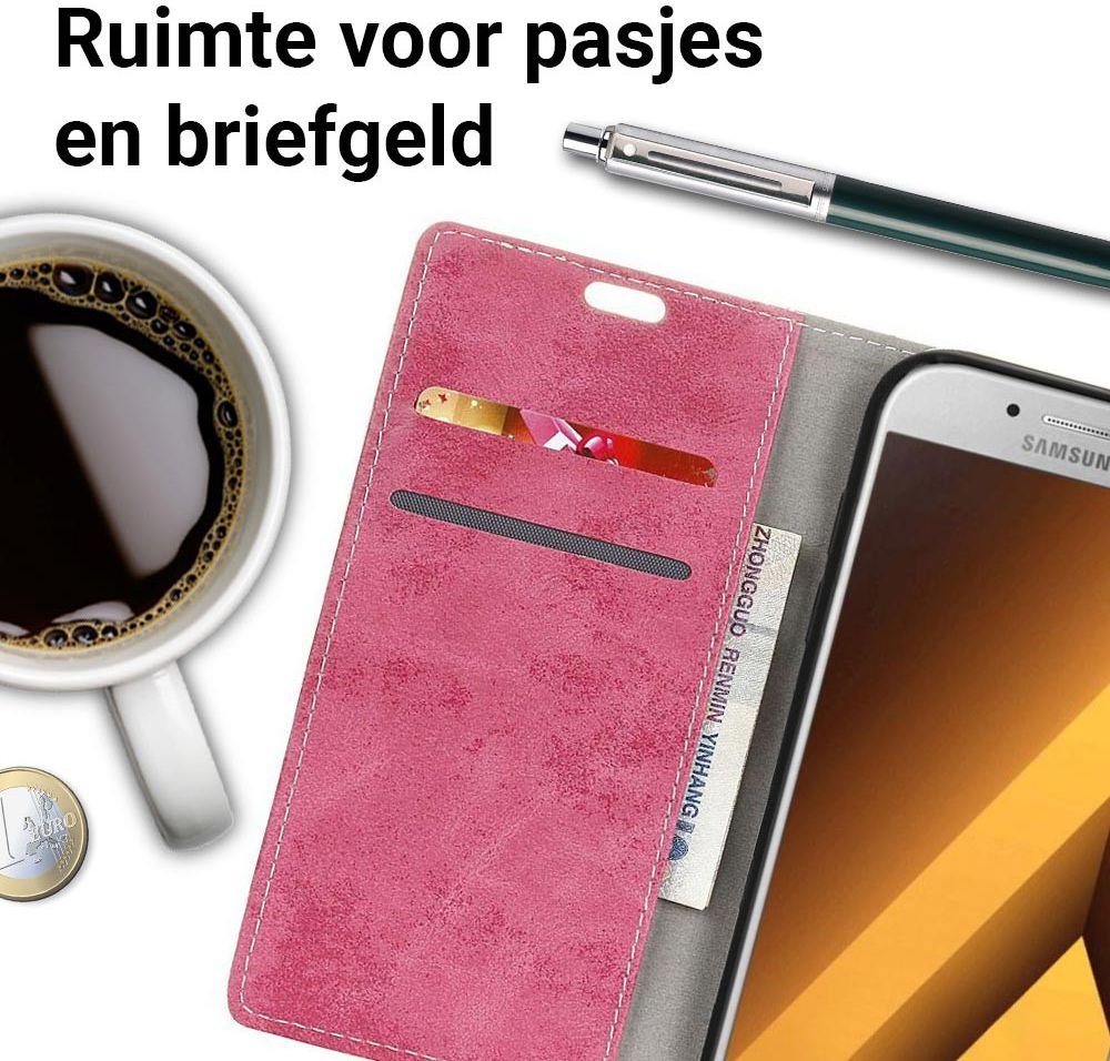 Samsung Galaxy A5 (2017) Retro Portemonnee Hoesje Roze afbeelding 2