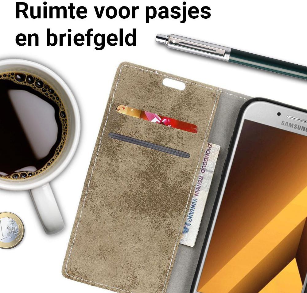 Samsung Galaxy A5 (2017) Retro Portemonnee Hoesje Khaki afbeelding 2