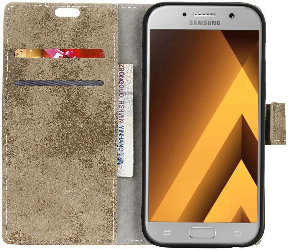 Samsung Galaxy A5 (2017) Retro Portemonnee Hoesje Khaki afbeelding 1