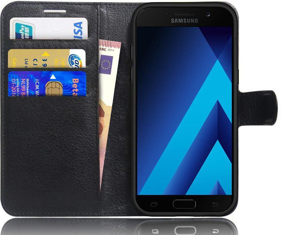 Samsung Galaxy A5 (2017) Portemonnee Hoesje Litchi Zwart afbeelding 1