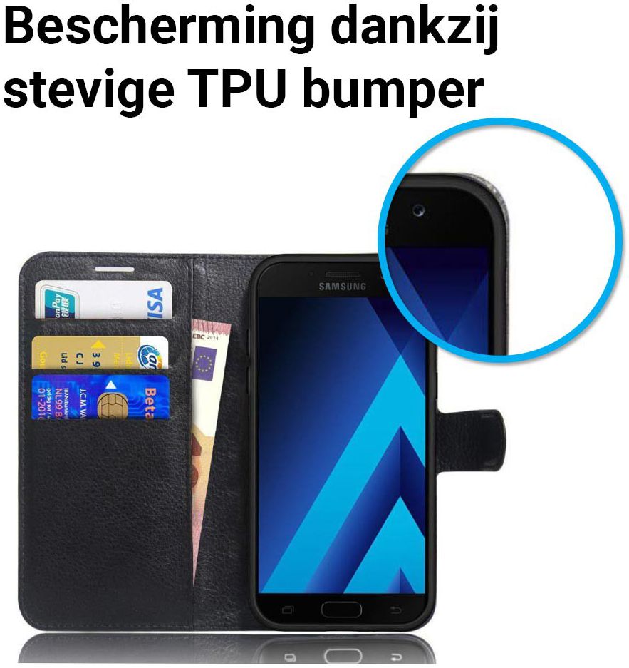 Samsung Galaxy A5 (2017) Portemonnee Hoesje Litchi Zwart afbeelding 2