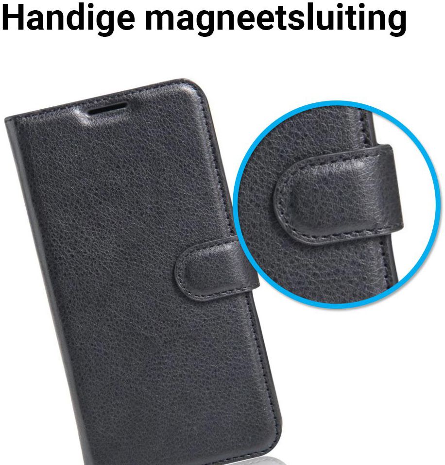 Samsung Galaxy A5 (2017) Portemonnee Hoesje Litchi Zwart afbeelding 3