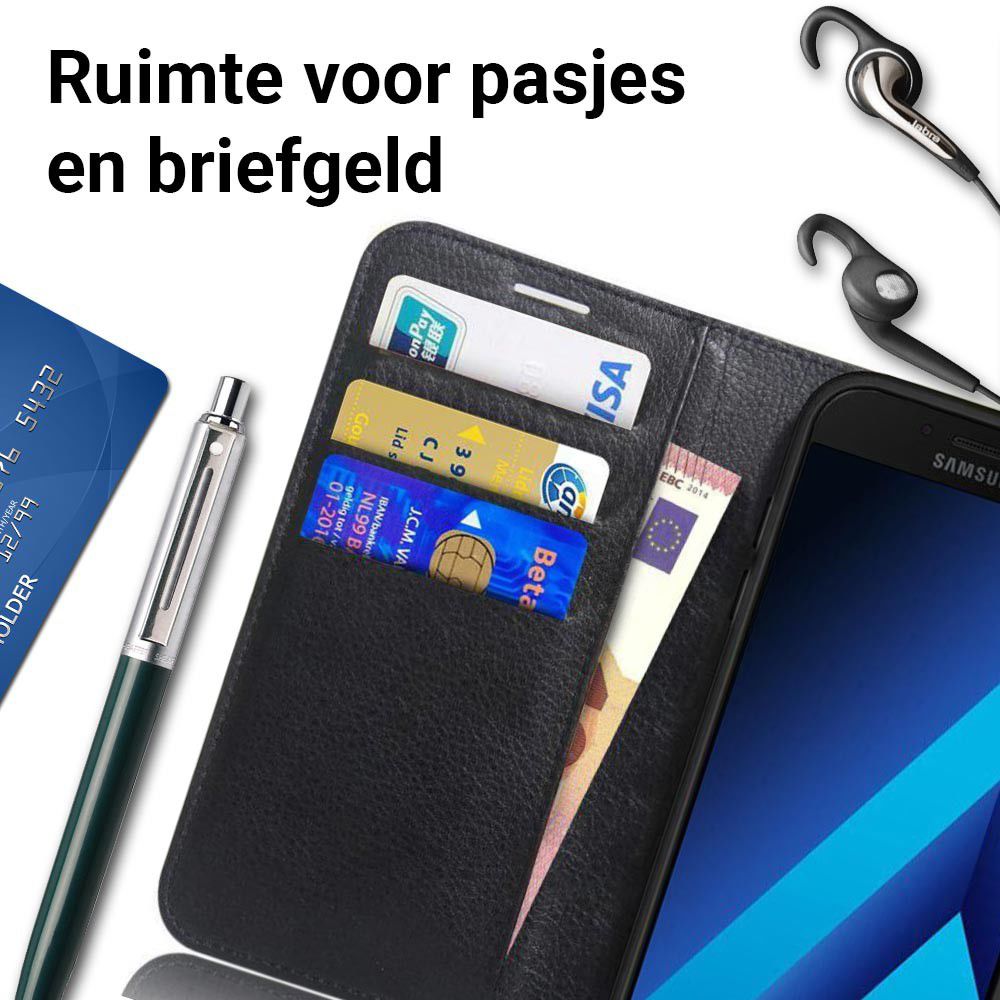 Samsung Galaxy A5 (2017) Portemonnee Hoesje Litchi Zwart afbeelding 4
