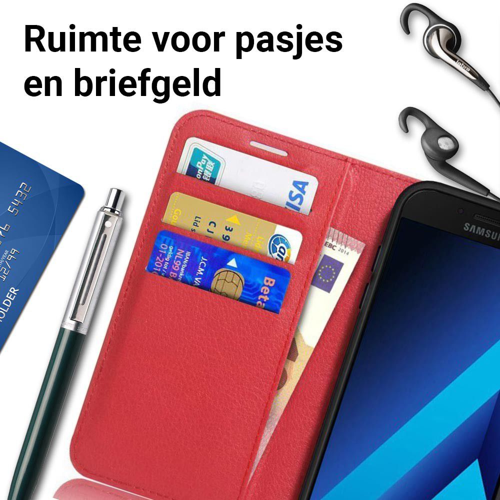 Samsung Galaxy A5 (2017) Portemonnee Hoesje Litchi Rood afbeelding 5