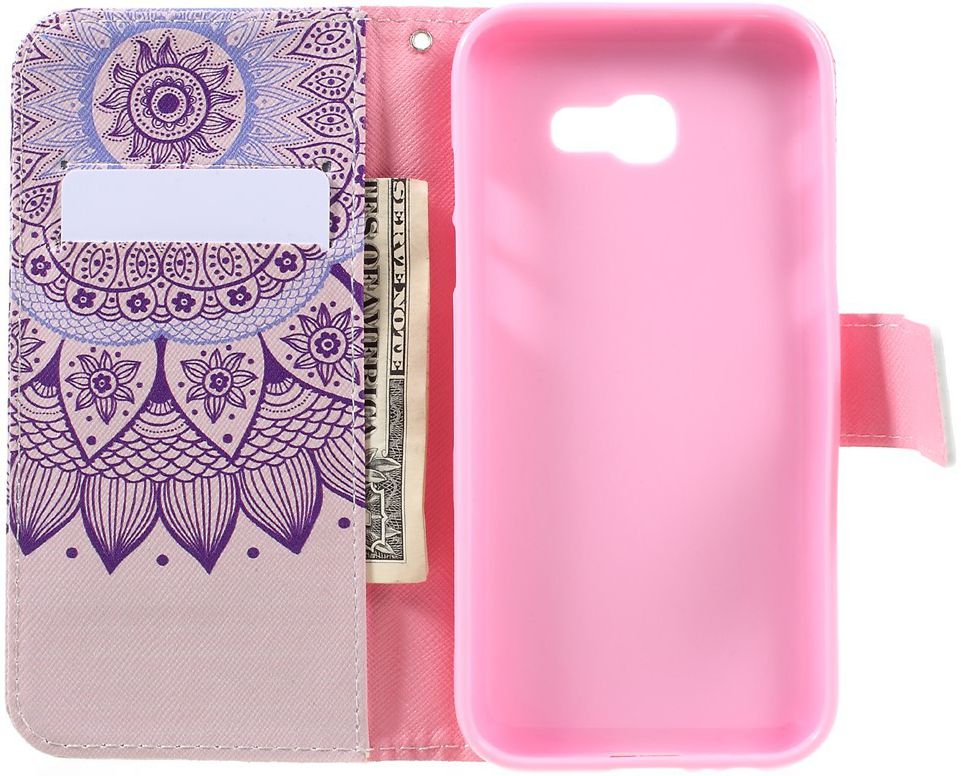 Samsung Galaxy A3 (2017) Portemonnee Hoesje Paars Patroon afbeelding 2