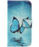 Samsung Galaxy J3 (2017) Lederen Portemonnee Hoesje Blauwe Vlinder
