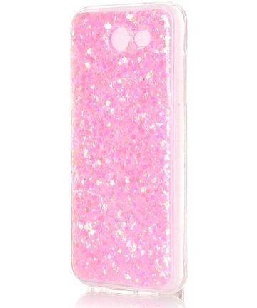 Samsung Galaxy J3 (2017) TPU Hoesje met Glitters Roze Hoesjes