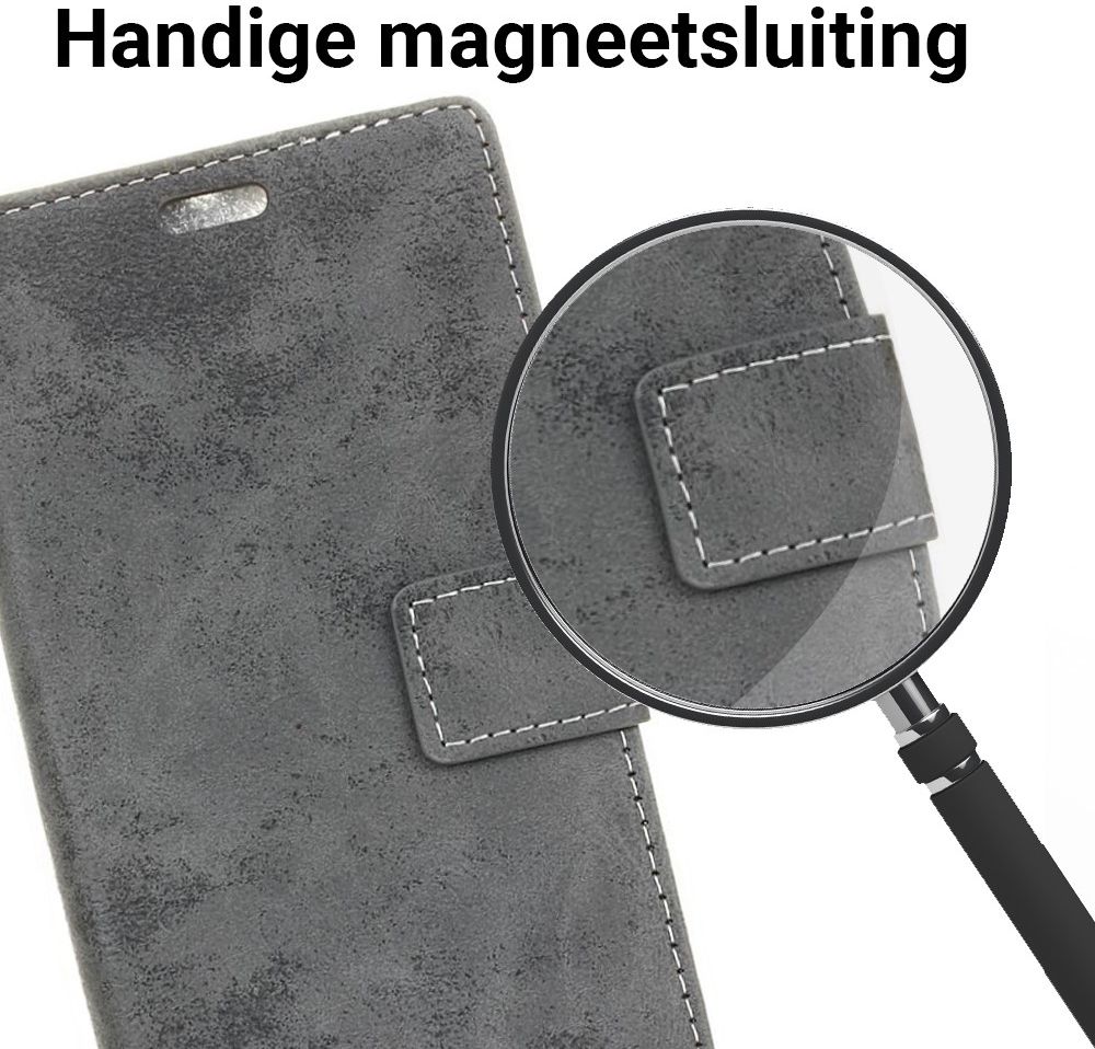 Vintage Samsung Galaxy A3 2017 Bookcase Hoesje Grijs afbeelding 3