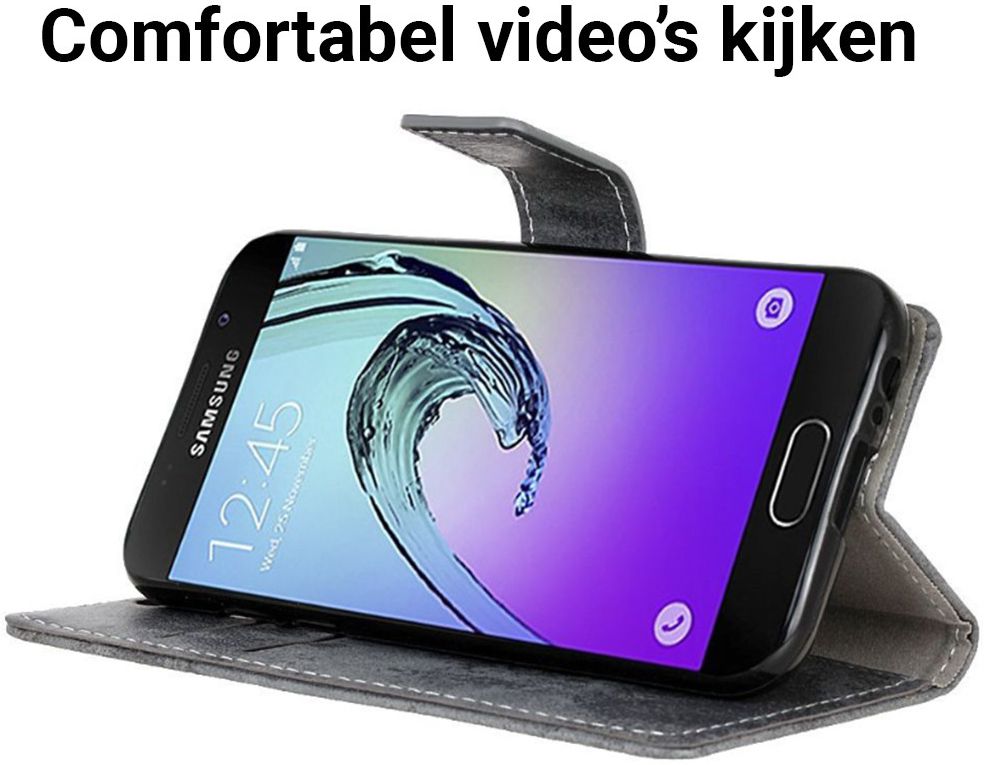 Vintage Samsung Galaxy A3 2017 Bookcase Hoesje Grijs afbeelding 4