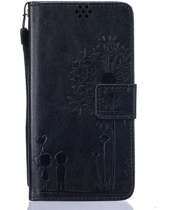 Samsung Galaxy J5 (2016) Wallet Bloem Hoesje Zwart Hoesjes