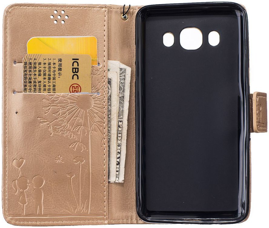 Samsung Galaxy J5 (2016) Wallet Bloem Hoesje Goud afbeelding 2