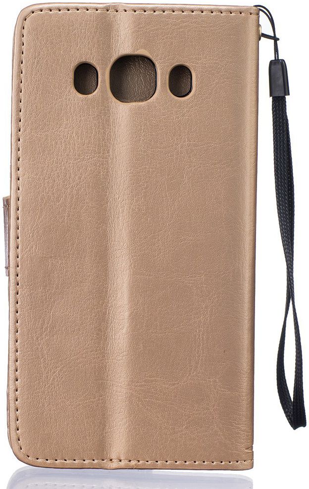 Samsung Galaxy J5 (2016) Wallet Bloem Hoesje Goud afbeelding 3
