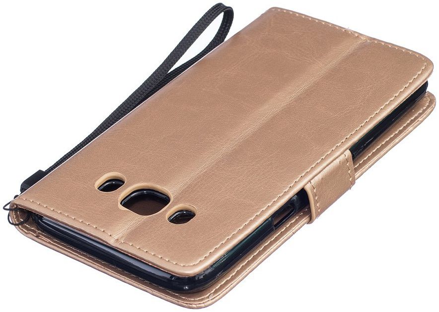 Samsung Galaxy J5 (2016) Wallet Bloem Hoesje Goud afbeelding 5