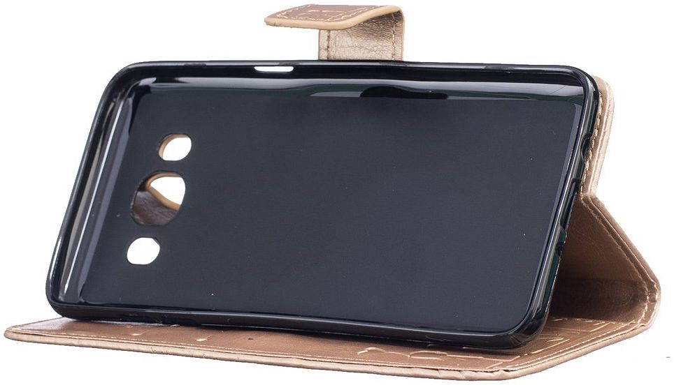 Samsung Galaxy J5 (2016) Wallet Bloem Hoesje Goud afbeelding 6