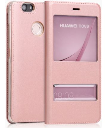 Huawei Nova Window View Hoesje Roze Goud Hoesjes