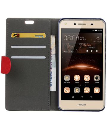 Huawei Y6 II Compact hoesje met kaarthouder Rood Hoesjes