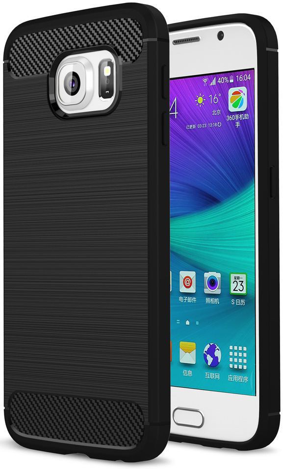 Samsung Galaxy S6 Geborsteld TPU Hoesje Zwart afbeelding 1