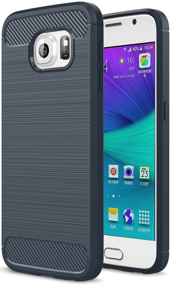 Samsung Galaxy S6 Geborsteld TPU Hoesje Blauw afbeelding 1
