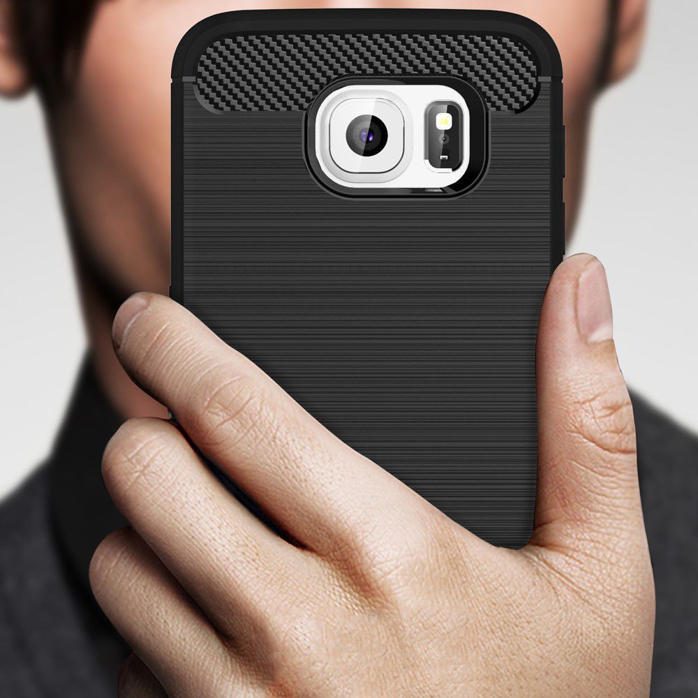 Samsung Galaxy S6 Geborsteld TPU Hoesje Blauw afbeelding 4
