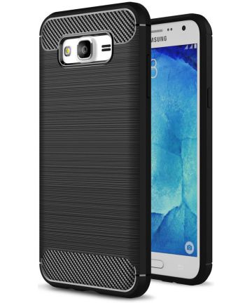 Samsung Galaxy J5 Geborsteld TPU Hoesje Zwart Hoesjes