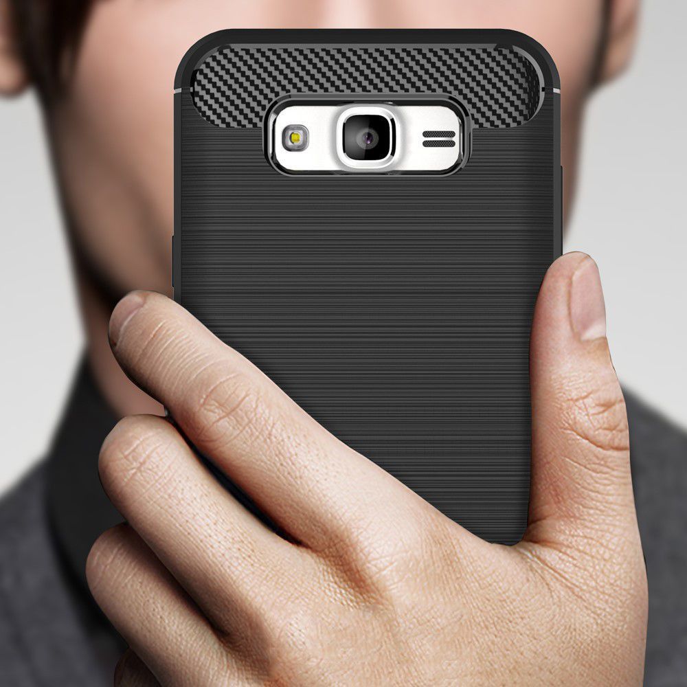Samsung Galaxy J5 Geborsteld TPU Hoesje Zwart afbeelding 4